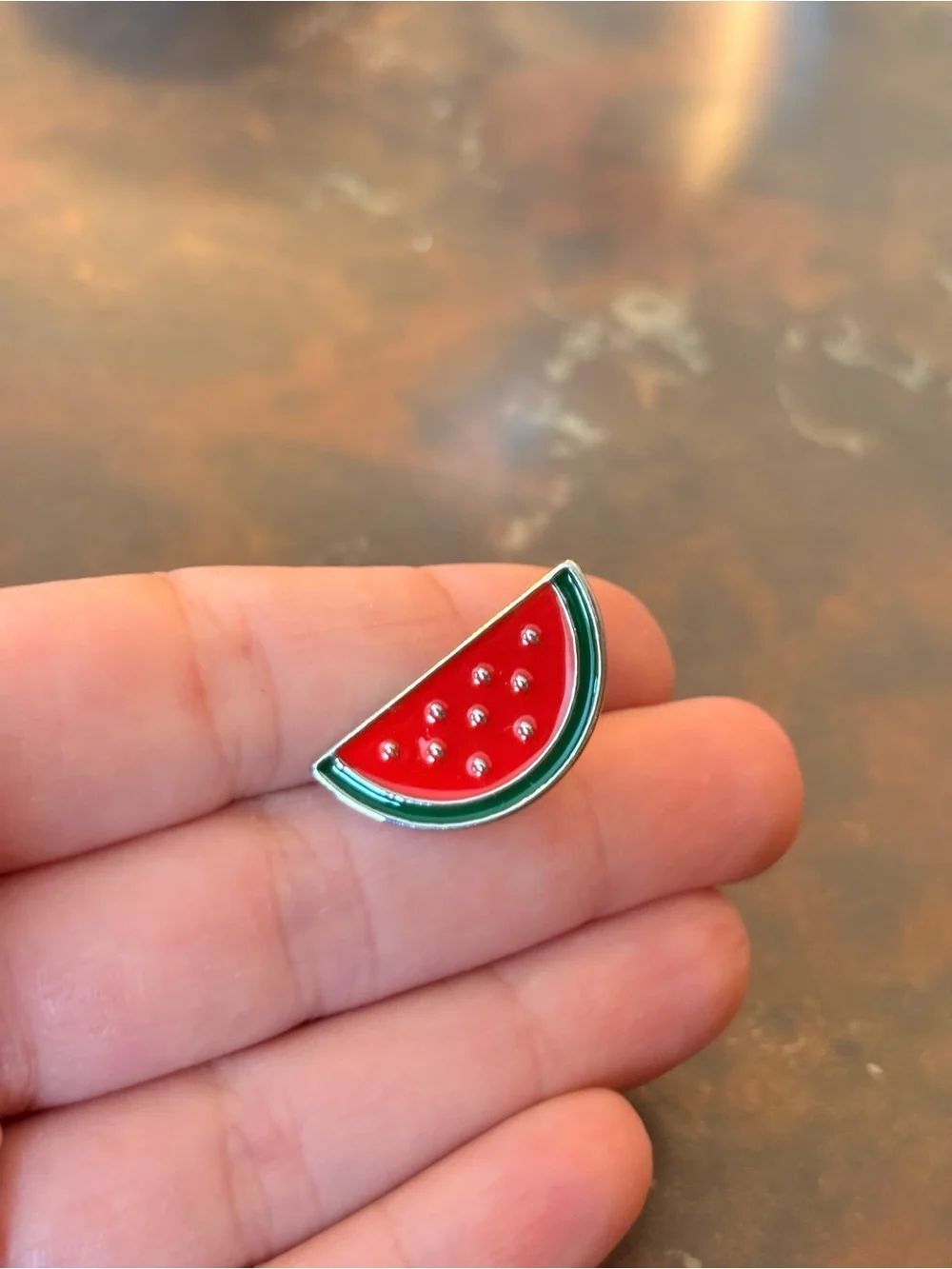 Cute Watermelon Enamel Pin - Summer Fruit Accessories - Red & Green